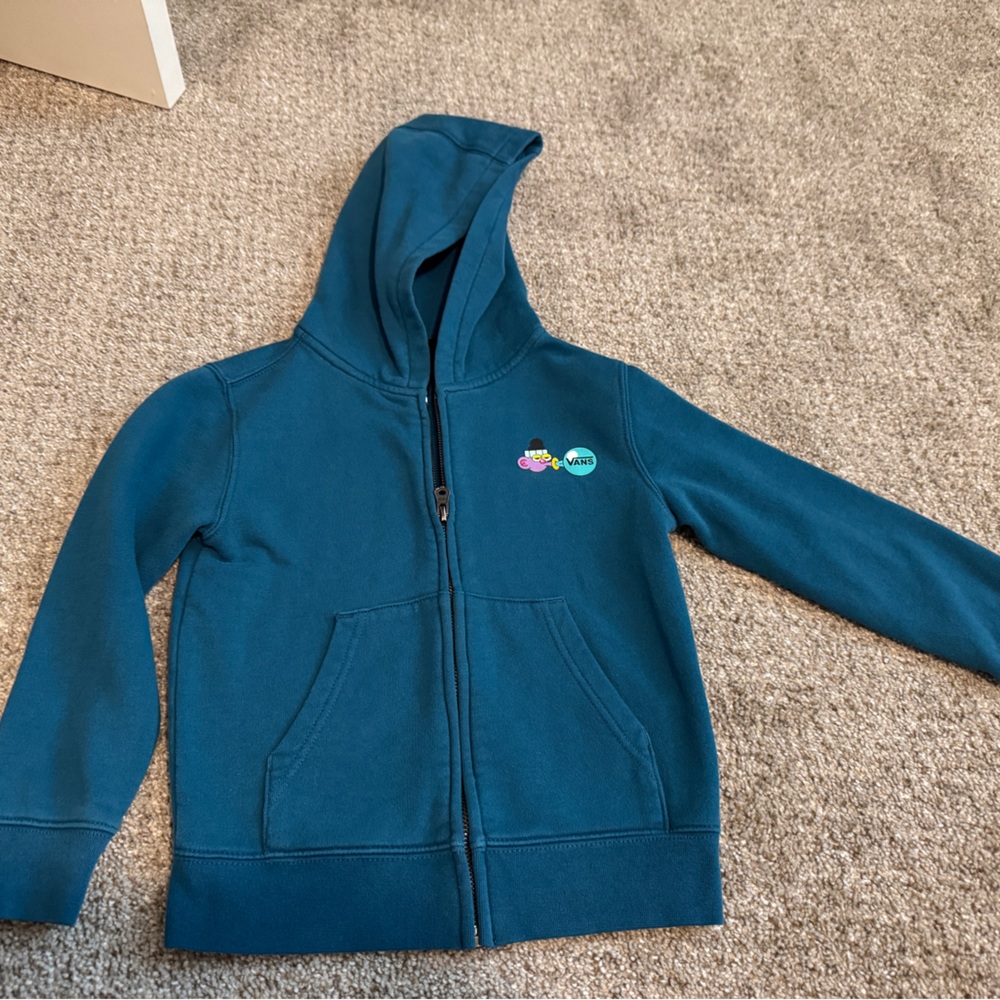 Vans Blue Zip-Up Hoodie with Cartoon Logo